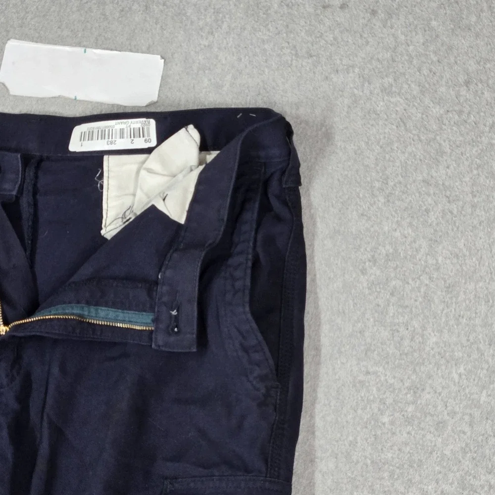Carhartt FR Men Pants 36X30 Navy Cargo Twill Work Pants Zipper 29